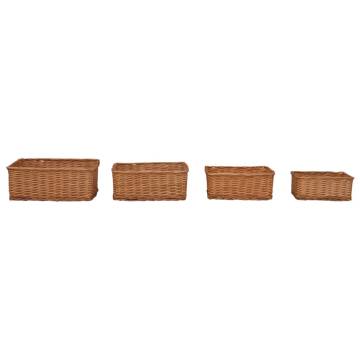 4 Piece Nesting Basket Set - Brown Willow Organiser