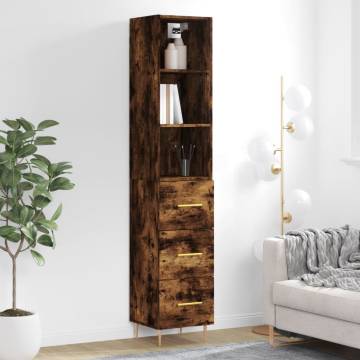 Highboard Smoked Oak - Elegant Engineered Wood Storage Unit