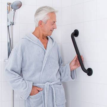 RIDDER 60 cm Black Aluminium Grab Bar for Safety & Independence