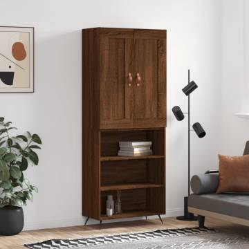 Stylish Highboard in Brown Oak - 69.5x34x180 cm