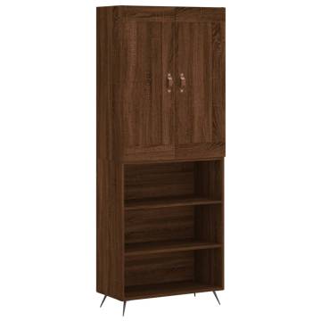 Stylish Highboard in Brown Oak - 69.5x34x180 cm