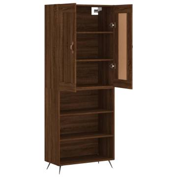 Stylish Highboard in Brown Oak - 69.5x34x180 cm