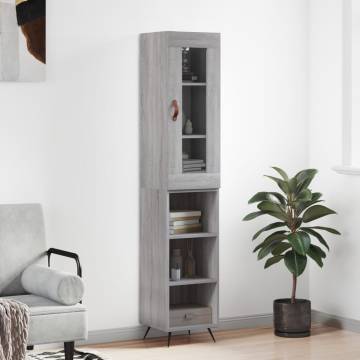 Stylish Highboard Grey Sonoma - 180 cm Engineered Wood Storage