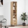 Highboard Sonoma Oak 34.5x34x180 cm Engineered Wood Colour sonoma oak Quantity in Package 1 Model 2 drawers 2 shelves 