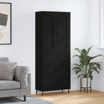 Stylish Highboard Black 69.5x34x180 cm | Engineered Wood