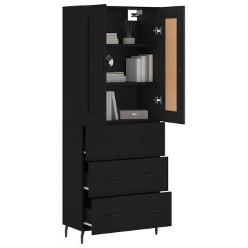 Stylish Highboard Black 69.5x34x180 cm | Engineered Wood