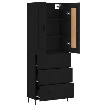 Stylish Highboard Black 69.5x34x180 cm | Engineered Wood