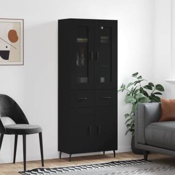 Highboard Black 69.5x34x180 cm - Stylish Engineered Wood Storage