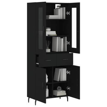 Highboard Black 69.5x34x180 cm - Stylish Engineered Wood Storage