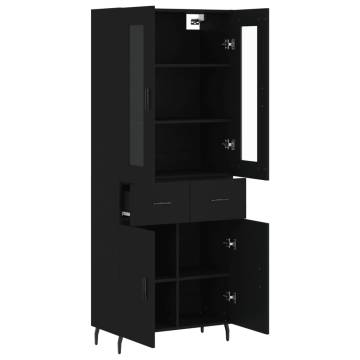 Highboard Black 69.5x34x180 cm - Stylish Engineered Wood Storage