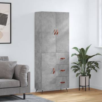 Stylish Highboard Concrete Grey - 69.5x34x180 cm | HipoMarket