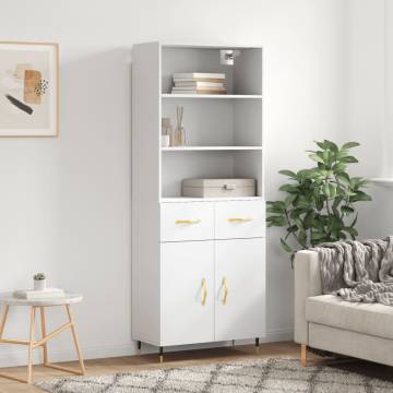 Stylish Highboard White - 69.5x34x180 cm Engineered Wood