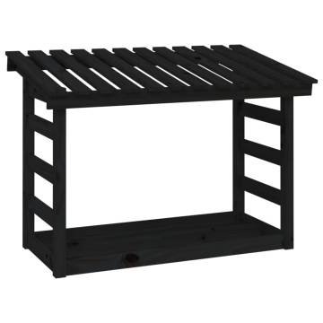 Firewood Rack Black 108x64.5 cm Solid Pine - Stylish Storage