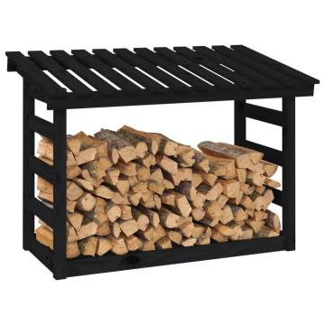 Firewood Rack Black 108x64.5 cm Solid Pine - Stylish Storage