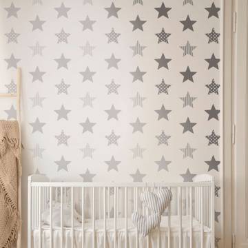 Noordwand Kids @ Home Superstar Wallpaper - Silver & White