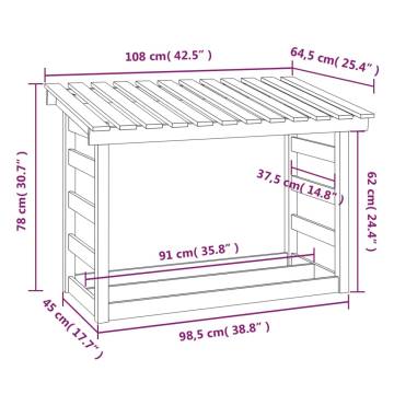 Firewood Rack Black 108x64.5 cm Solid Pine - Stylish Storage