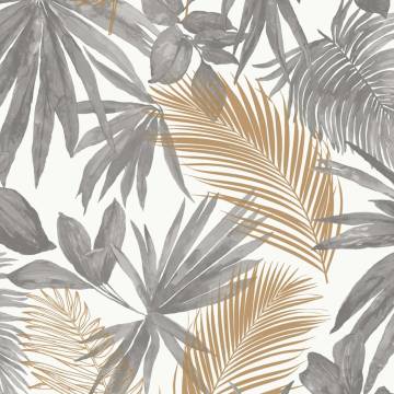 DUTCH WALLCOVERINGS Wild Palms Wallpaper - Grey & Beige