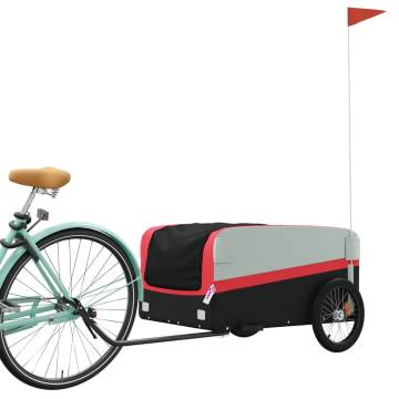 Sturdy Black & Red Bike Trailer - 45 kg Iron Load Capacity