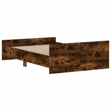 Smoked Oak Bed Frame with Headboard & Footboard - 120x200 cm