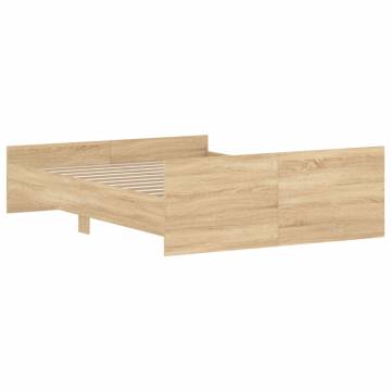 Sonoma Oak Bed Frame with Headboard & Footboard - 140x190 cm