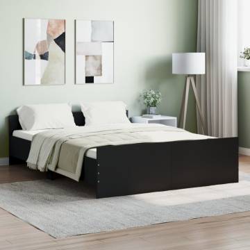 Black Bed Frame with Headboard & Footboard - 135x190 cm Double