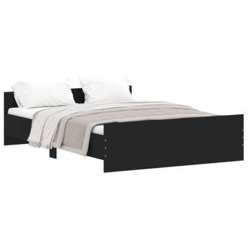 Black Bed Frame with Headboard & Footboard - 135x190 cm Double