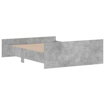 Concrete Grey Double Bed Frame with Headboard & Footboard