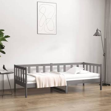 Day Bed Grey 80x200 cm - Solid Pine Wood, Versatile & Stylish