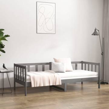 Day Bed Grey 80x200 cm - Solid Pine Wood, Versatile & Stylish