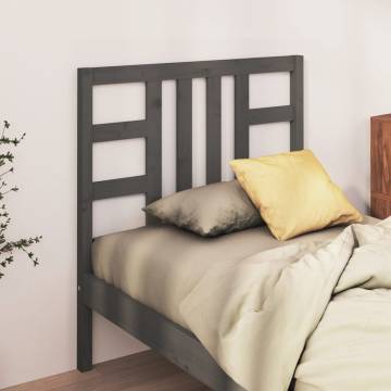 Stylish Grey Bed Headboard - Solid Pine Wood 106x4x100 cm