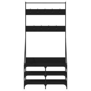 Clothes Rack with Shoe Storage - Black 90x34x184 cm