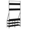 Clothes Rack with Shoe Storage - Black 90x34x184 cm