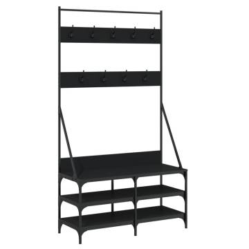 Clothes Rack with Shoe Storage - Compact & Stylish Black Design