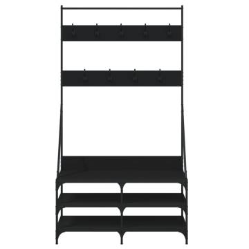 Clothes Rack with Shoe Storage - Compact & Stylish Black Design