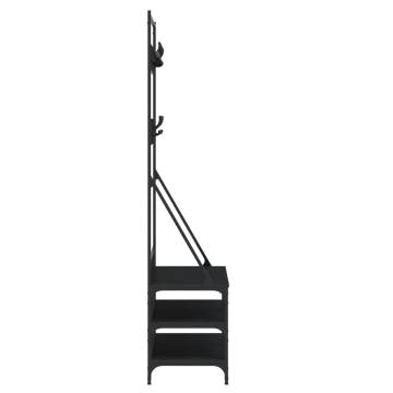 Clothes Rack with Shoe Storage - Compact & Stylish Black Design