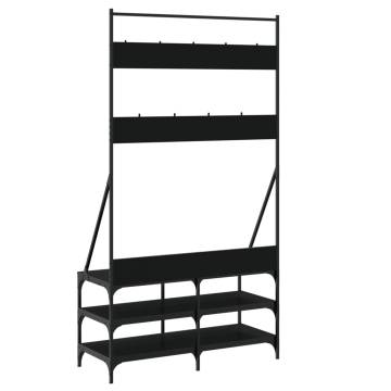 Clothes Rack with Shoe Storage - Compact & Stylish Black Design