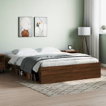 Brown Oak Bed Frame 140x190 cm - Stylish & Durable | HipoMarket