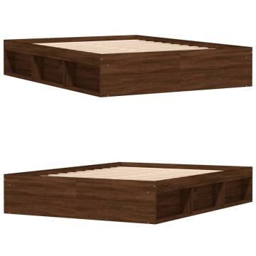 Brown Oak Bed Frame 140x190 cm - Stylish & Durable | HipoMarket