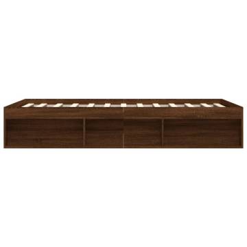 Brown Oak Bed Frame 140x190 cm - Stylish & Durable | HipoMarket