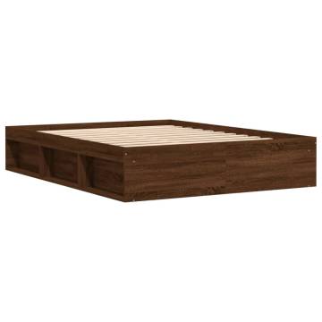 Brown Oak Bed Frame 140x190 cm - Stylish & Durable | HipoMarket