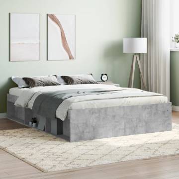 Modern Concrete Grey Bed Frame 135x190 cm Double - HipoMarket