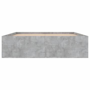 Modern Concrete Grey Bed Frame 135x190 cm Double - HipoMarket