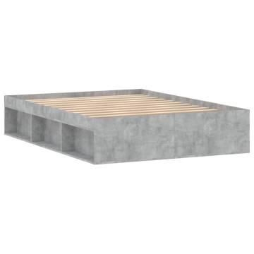 Modern Concrete Grey Bed Frame 135x190 cm Double - HipoMarket