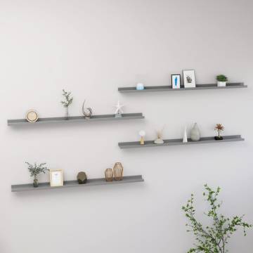 Stylish 4pcs Grey Wall Shelves - Maximize Your Space