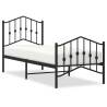 Elegant Black Metal Bed Frame with Headboard & Footboard - 75x190cm