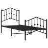 Elegant Black Metal Bed Frame with Headboard & Footboard - 75x190cm