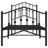 Elegant Black Metal Bed Frame with Headboard & Footboard - 75x190cm