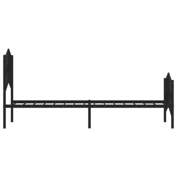 Elegant Black Metal Bed Frame with Headboard & Footboard - 75x190cm