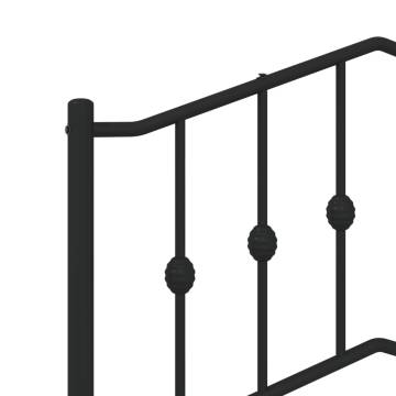 Elegant Black Metal Bed Frame with Headboard & Footboard - 75x190cm