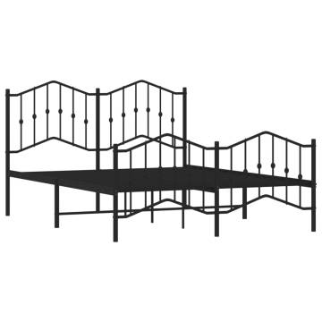 Metal Bed Frame with Headboard - Black 140x190 cm